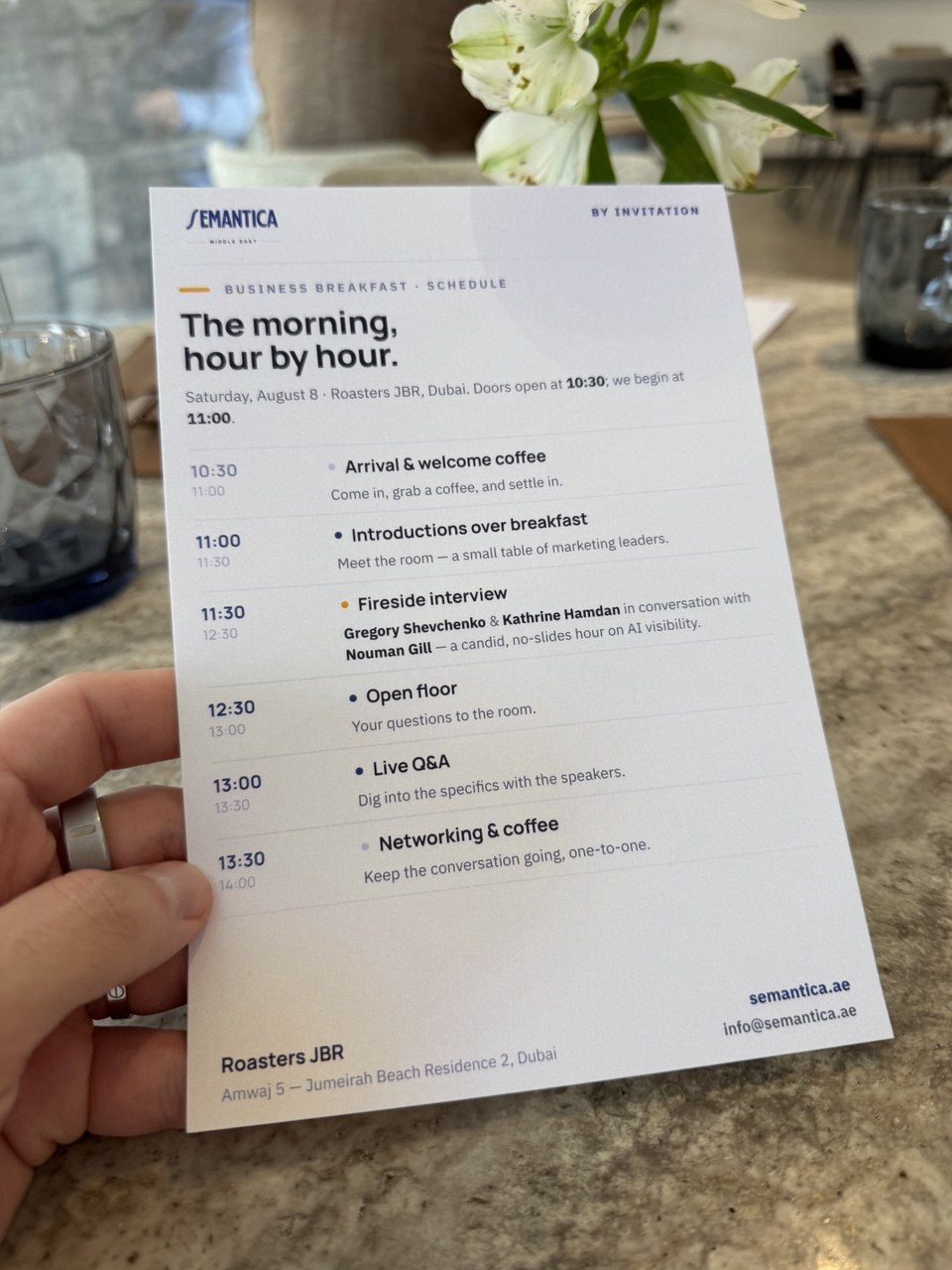 Semantica.ae business breakfast program photo, Dubai, August 8, 2026